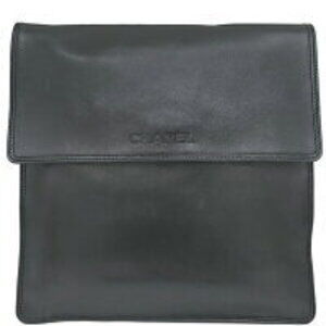 Chanel shoulder bag logo sacoche leather black